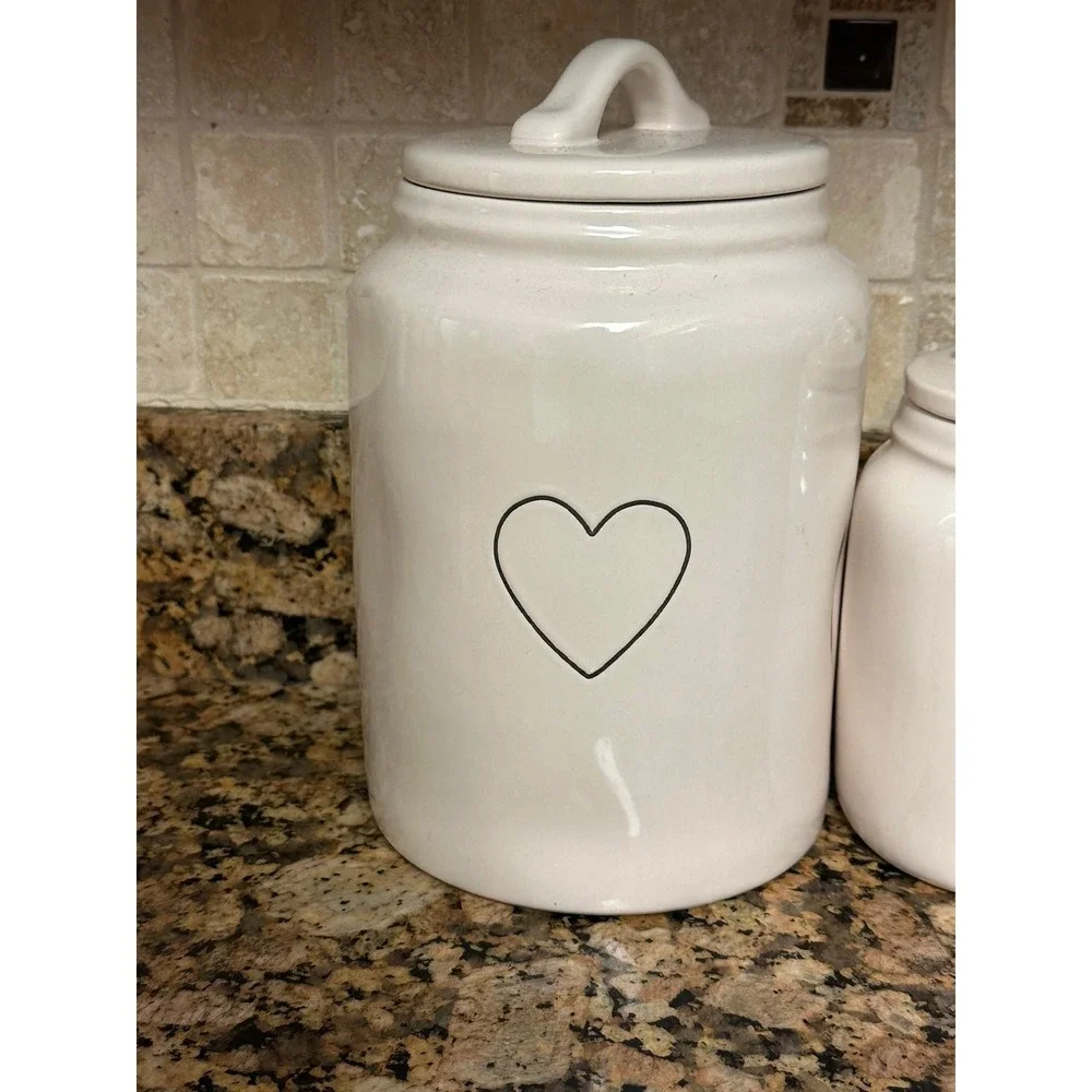 Rae Dunn Black Heart Canister Set - Large‎ and Small